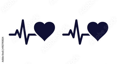 Vibrant Heartbeat Pulse Line and Love Heart Medical Health Care Symbol Vector Illustration