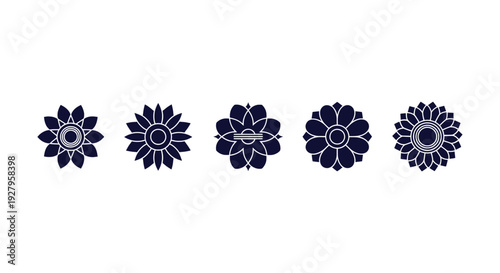 Elegant Floral Mandala Vector Icons Set Abstract Modern Geometric Ornaments Collection