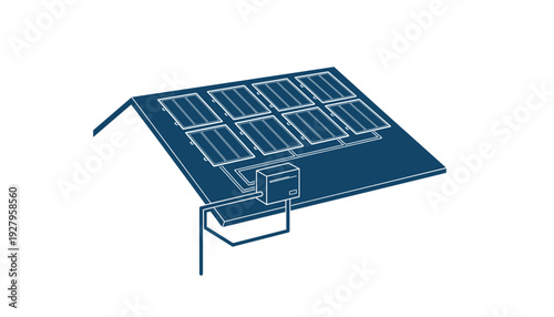 Solar panel installation on roof with energy storage