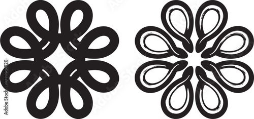 Abstract Floral and Swirl Patterns - Black and White Decorative Vector Elements