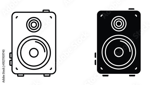 Two Speakers, Icon and Silhouette, Audio Sound System Equipment, Music Technology