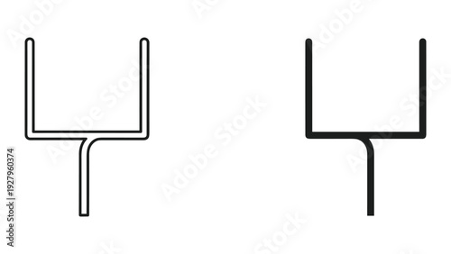 American Football Goal Post Icon Set - Outline and Solid Vector Graphics