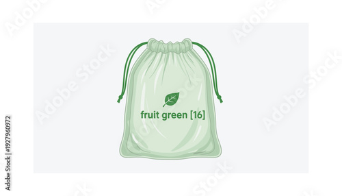 Green reusable drawstring bag for fresh produce