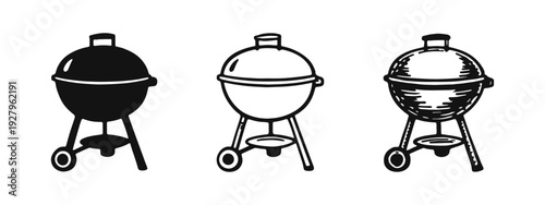 Barbecue Grill Icons Collection - BBQ, Outdoor Cooking, and Summer Party Symbols