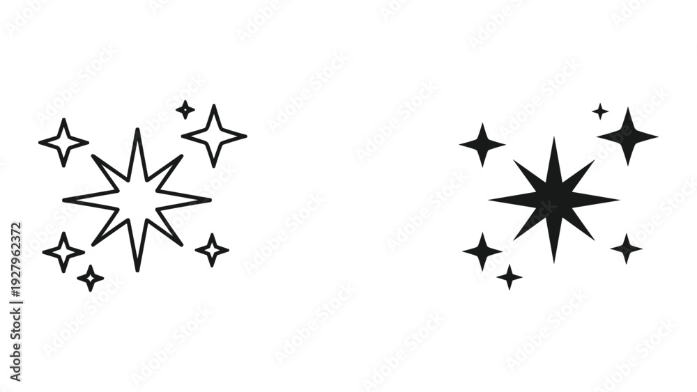 Fototapeta premium Stylish star icons set on white background
