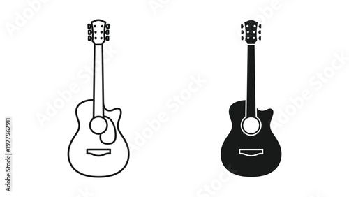 Elegant acoustic guitars in black and white for music projects