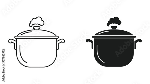 Steaming pots in black and white for cooking concepts