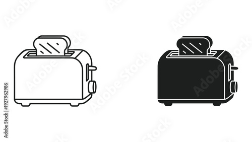 Modern toaster icons in black and white for kitchen designs