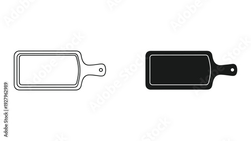Black and white cutting board icons for kitchen design