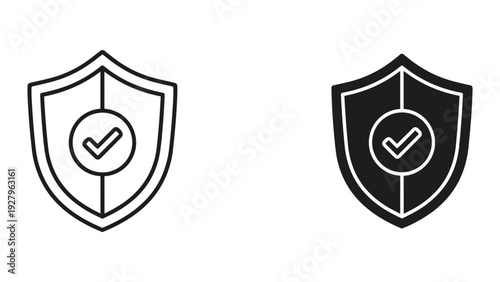Shield icons with checkmarks for security and protection concepts