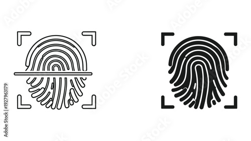 Fingerprint icons in outline and solid styles
