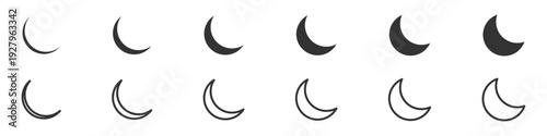 Crescent Moon and Star Icons set vector illustration