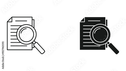 Document search icon with magnifying glass