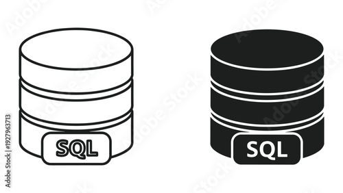 SQL database management system icons for data storage and retrieval