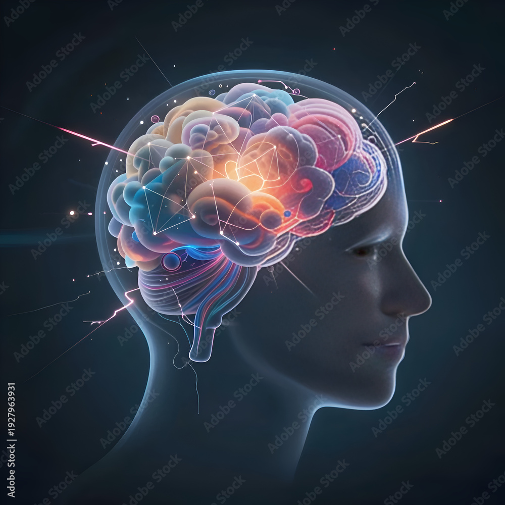 Obraz premium human head with human brain