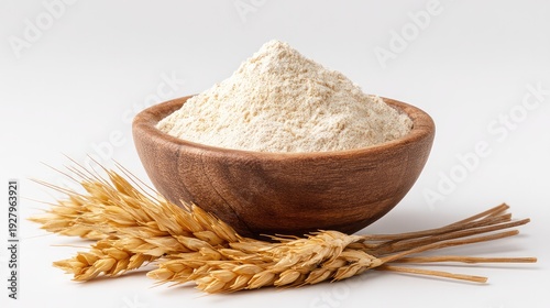 Wheat Flour and Semolina in Wooden Bowls