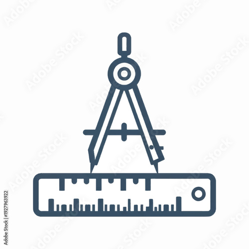 Compass and Ruler Illustration Design Element.