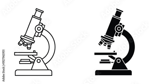Microscope icon set in modern line style