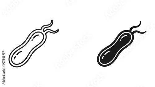 Bacteria icon set in modern line art style