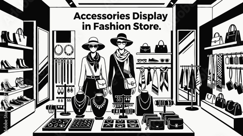 Fashion accessories displayed in a store representing style trends retail business and modern lifestyle branding
