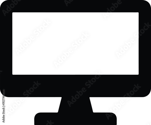 Vector illustration of a modern computer monitor icon, a simple and clean symbol for desktop computing and technology interfaces