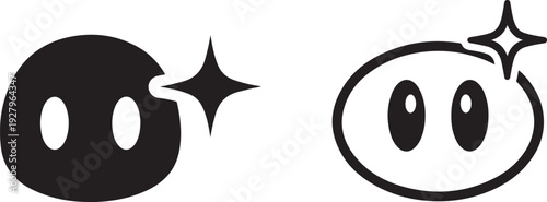 Piggy face icon vector set showing cute animal head with sparkling effect swine nose character design for farm livestock branding and pig lover merchandise graphics