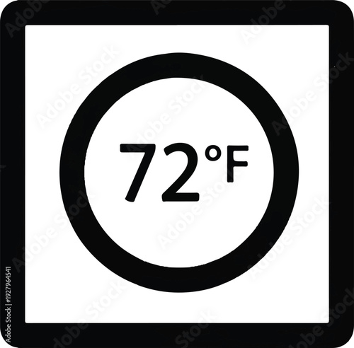 72 degrees Fahrenheit temperature symbol indicating a comfortable and moderate indoor climate for living or working