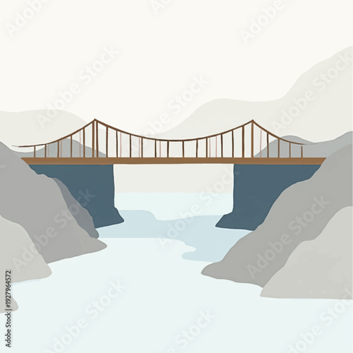 Suspension Bridge over Deep Waterway.