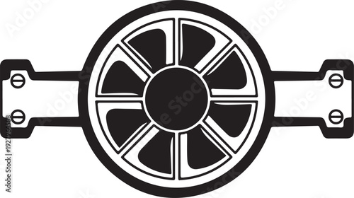 Professional turbine engine icon and industrial ventilation fan symbol for mechanical engineering projects and heavy machinery design isolated on transparent background