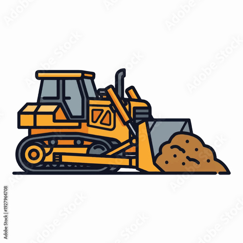 Wallpaper Mural Yellow Bulldozer Moving Dirt and Soil. Torontodigital.ca