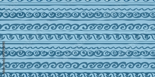 Abstract blue wave pattern with repeating horizontal lines