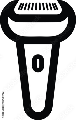 Black and white line art illustration of a personal grooming electric epilator device