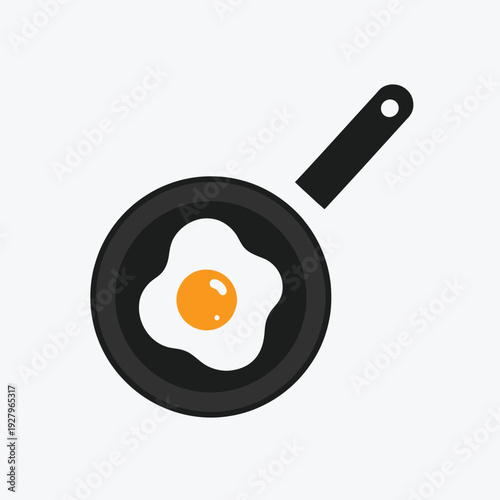 Fried Egg in Pan Icon – Breakfast Cooking Food Illustration