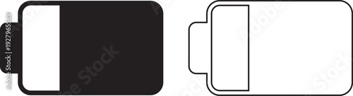 Battery status icon set collection, charging level indicator symbols with low, medium, full power and lightning bolt in solid and outline style vector isolated on transparent background