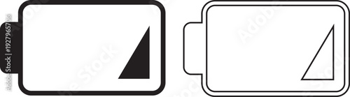 Battery status icon set collection, charging level indicator symbols with low, medium, full power and lightning bolt in solid and outline style vector isolated on transparent background