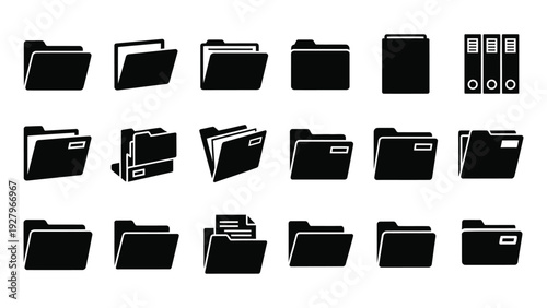 file folders depicted icon silhouette vector illustration isolated