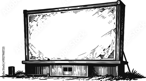 Vintage outdoor billboard empty space in retro sketch for advertising or announcement