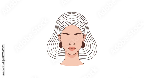 Woman Face Line Art.