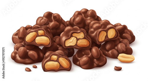 National Peanut Cluster Day Glossy Chocolate Peanut Clusters Close-Up Vector Illustration