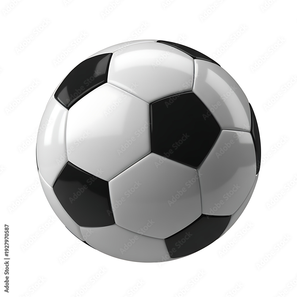 Naklejka premium Shiny black and white soccer ball for sports and games