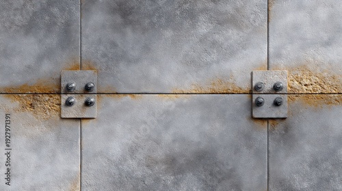 Wallpaper Mural Industrial metal wall panels with bolts and rust stains texture Torontodigital.ca