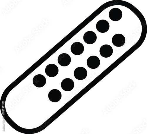Vector graphic illustration of a bandage with rows of black dots
