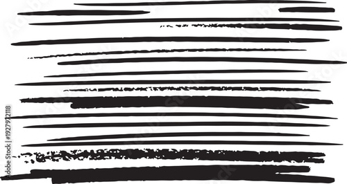 Minimalist black hand-drawn horizontal lines and textured ink scribbles, perfect for a raw, sketchy grunge aesthetic.