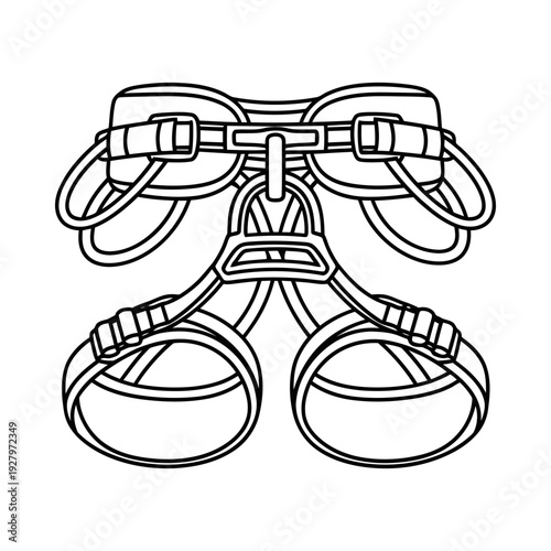 Detailed illustration of a bondage bondage with cuffs and rings on a white background symbolizing restraint and captivity