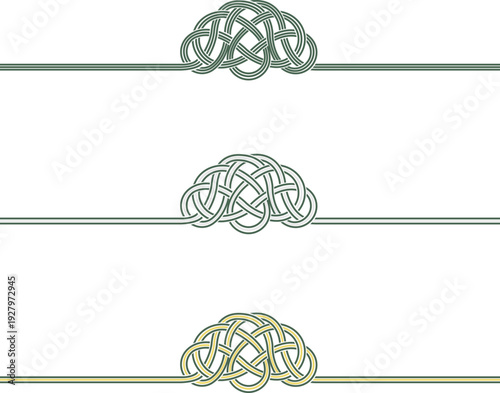松結びの水引ベクターイラスト 緑色セット（背景透過）/ Green Mizuhiki Pine Knot Vector Set Isolated