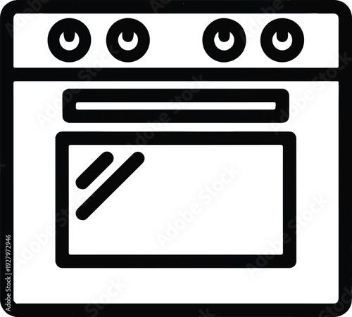 Modern kitchen oven with four burners and a glass door, symbolizing cooking and food preparation in a contemporary home environment