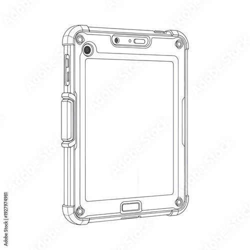 Robust rugged tablet device with protective bumper case featuring reinforced corners and durable design for industrial use in tough environments