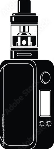Black vape mod device vector illustration isolated electronic cigarette vaporizer gadget vaping technology icon silhouette modern e-cig kit design