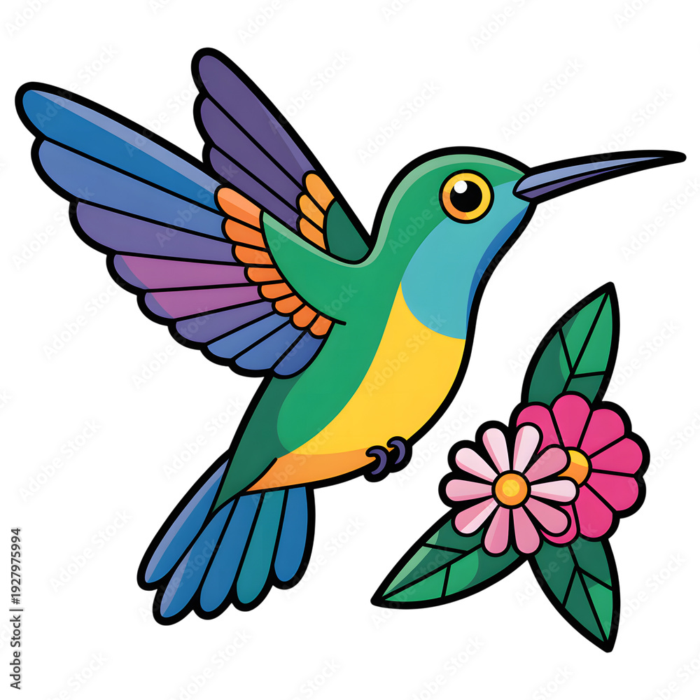 Obraz premium Hummingbird and flower svg 