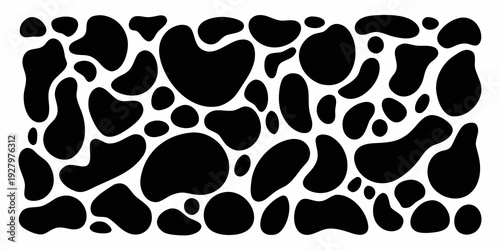 Abstract black and white pattern resembling animal spots or organic shapes